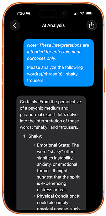 Image of Spirit Story Box Next Gen showing the output of results of Apple Intelligence being displayed