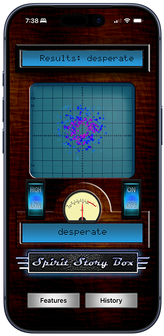 Image of Spirit Story Box Next Gen with its blue wooden screen being displayed