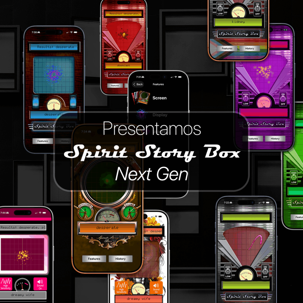 Imagen de muchos iPhones ejecutando Spirit Story Box Next Gen